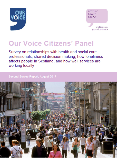 Survey on relationships with health and social care professionals, shared decision making, how loneliness affects people in Scotland, and how well services are working locally